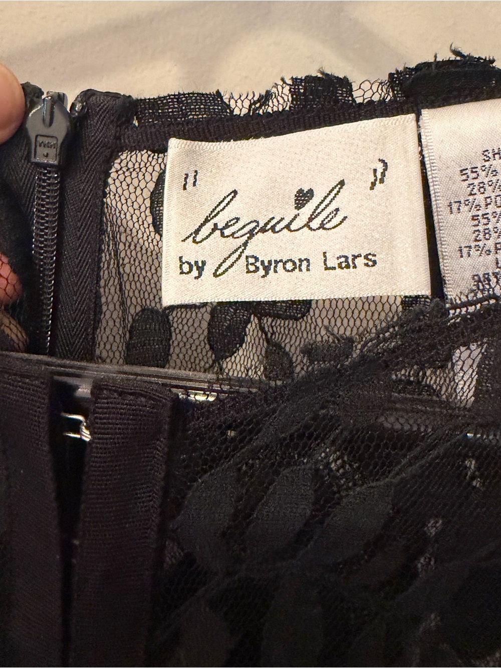 Byron Lars Black Lace Midi Dress with Satin Waist Tie from Anthropologie - Picture 6 of 6